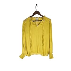 Maison d'Amelie Yellow Lightweight Front String Blouse Sz M